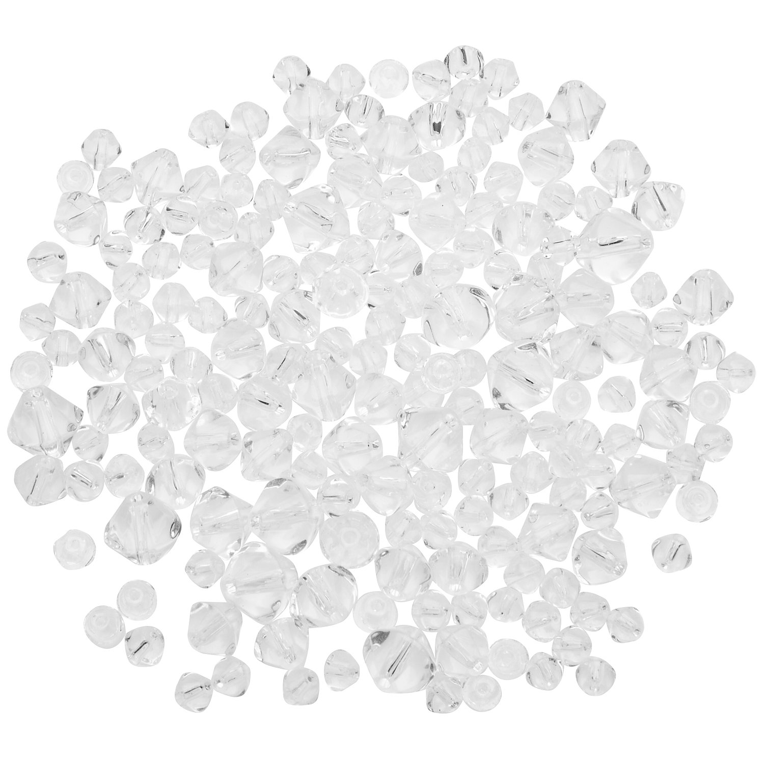 Facettierte Glasperlen, transparent, 4–8 mm Ø, 50 g