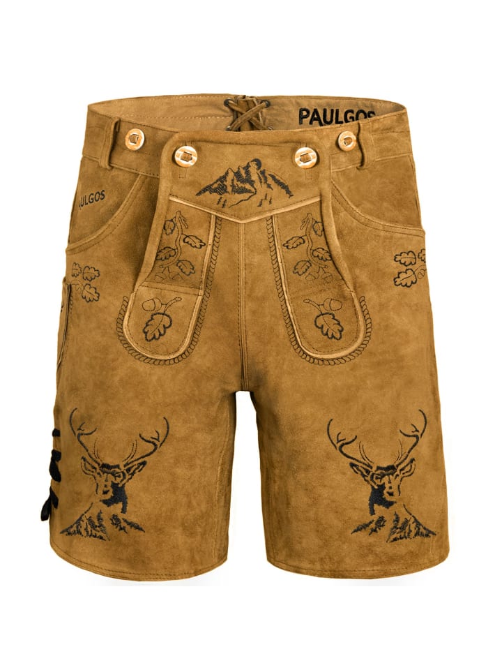 PAULGOS Lederhose Kurz Echtleder HK4 in Hellbraun günstig kaufen