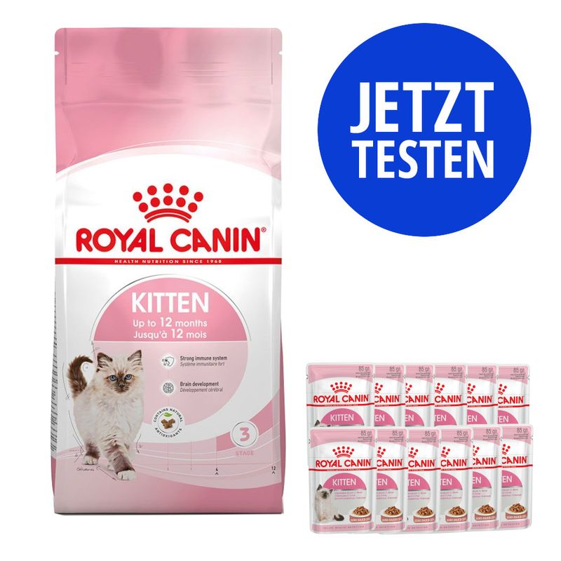 Mix-Probierpaket 400 g Royal Canin Kitten Trockenfutter + 12 x 85 g Pouch zu TOP-Preisen