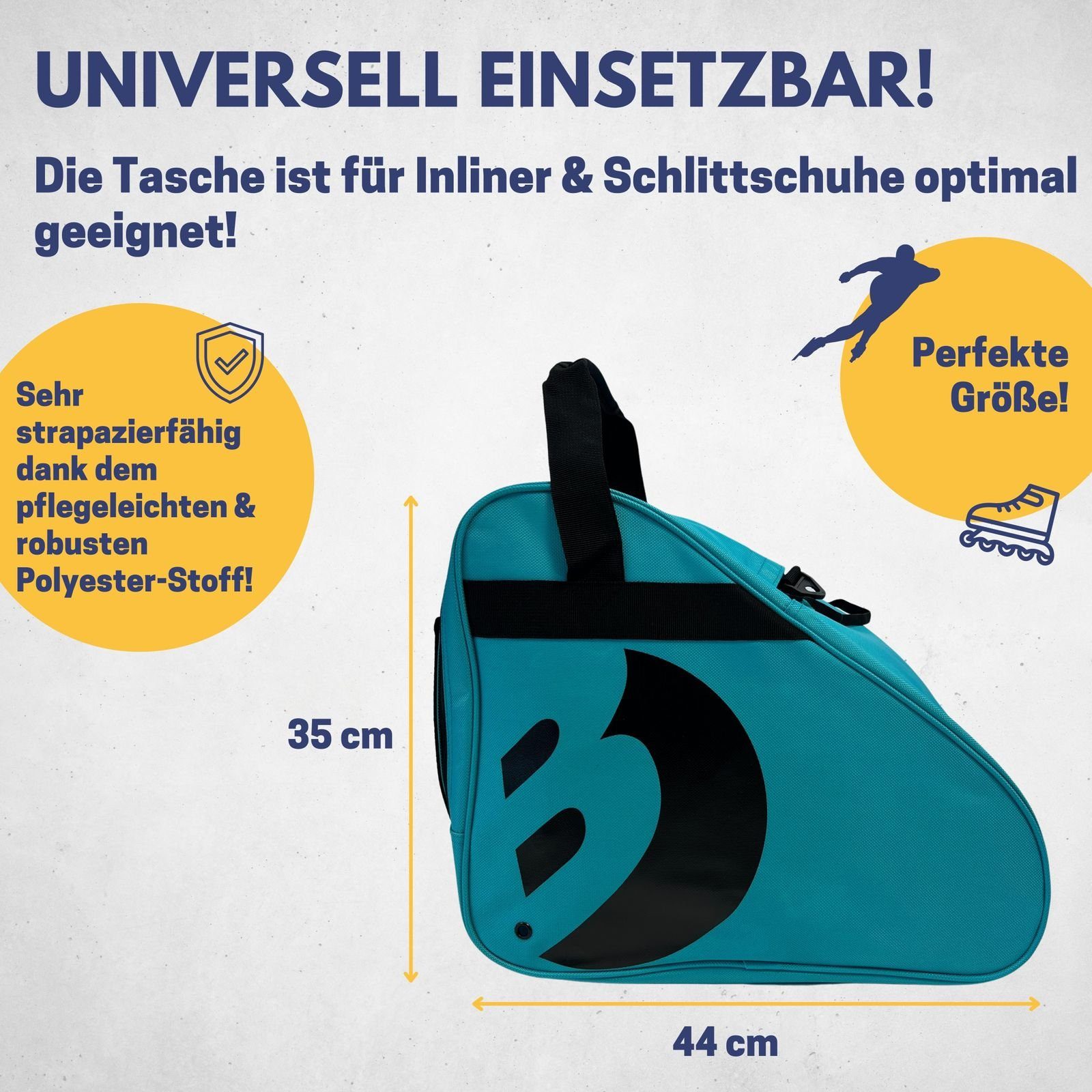 Best Sporting Sporttasche Best Sporting Tasche für Inlineskates und Schlittschuhe, Schlittschuhtasche mit verstellbarem Trageriemen I Rollschuhtasche I große Inliner-Tasche I Schlittschuhe Tasche