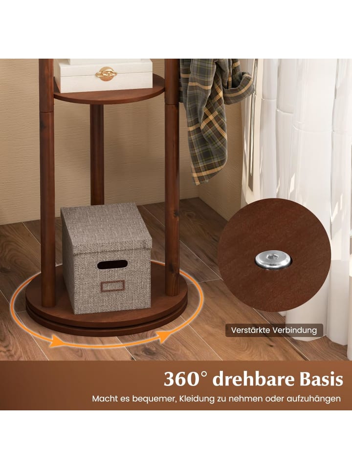 COSTWAY Garderobenständer Drehbar Holz in Braun günstig kaufen onesize