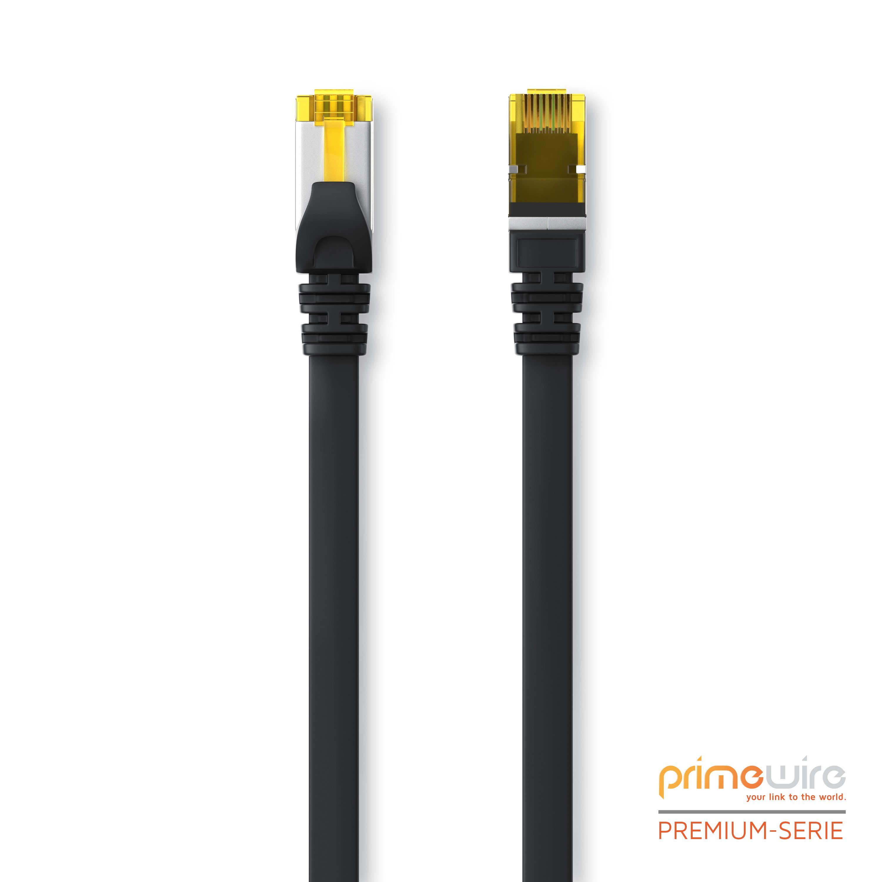 Primewire LAN-Kabel, CAT.7, RJ-45 (Ethernet) (25 cm), CAT 7 Flachband Gigabit Netzwerkkabel 10 Gbit/s Patchkabel flach 0,25m