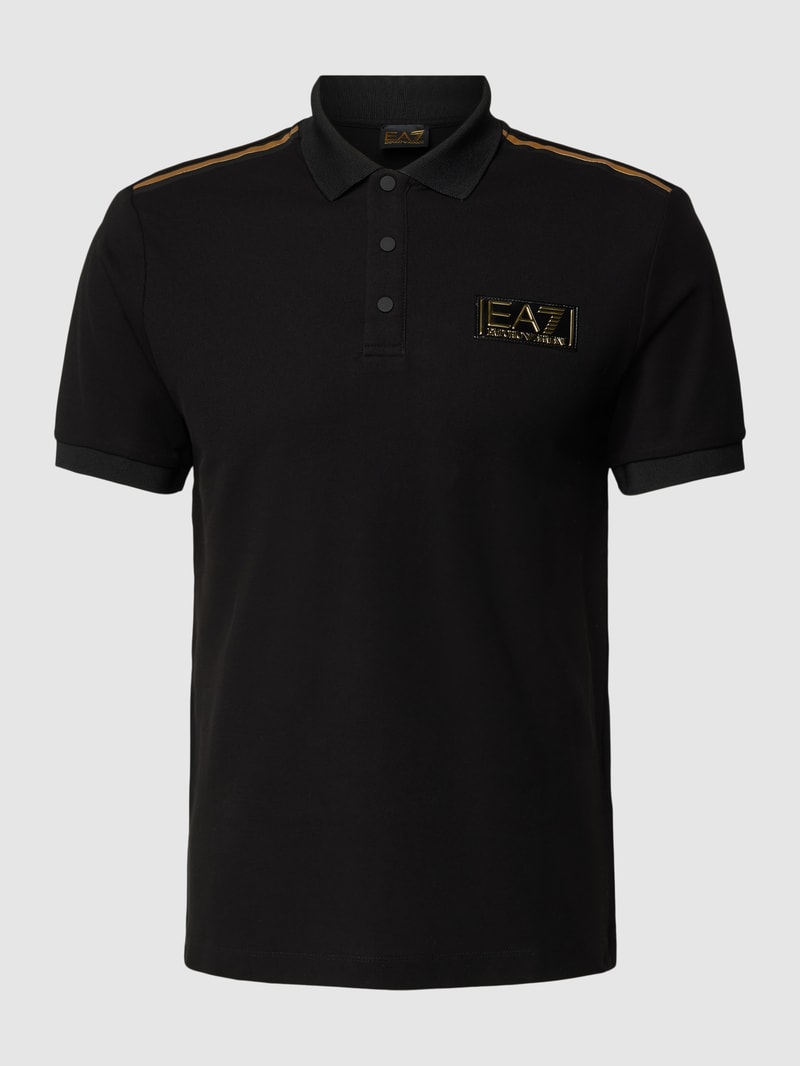 Poloshirt mit Label-Print in schwarz