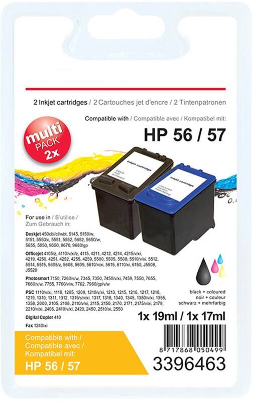 Viking 56 / 57 Kompatibel HP Tintenpatrone SA342AE Schwarz & 3 Farbig Duopack 2 Stück