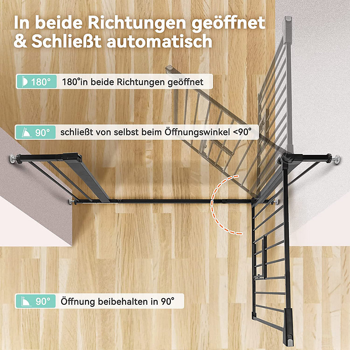 Schutzgitter Treppenschutzgitter ohne Bohren Mit Katzenklappe, Türschutzgitter Türgitter 75-103cm