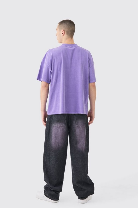 Oversize T-Shirt mit Homme Moto Print