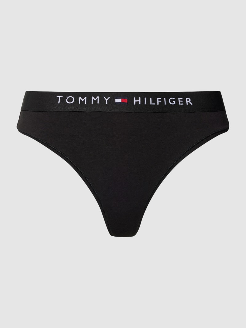 String mit elastischem Logo-Bund in schwarz