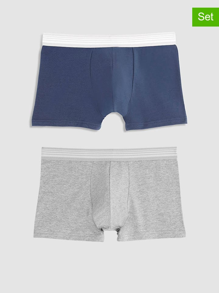 COTONELLA 2er-Set: Boxershorts in Grau/ Dunkelblau günstig kaufen