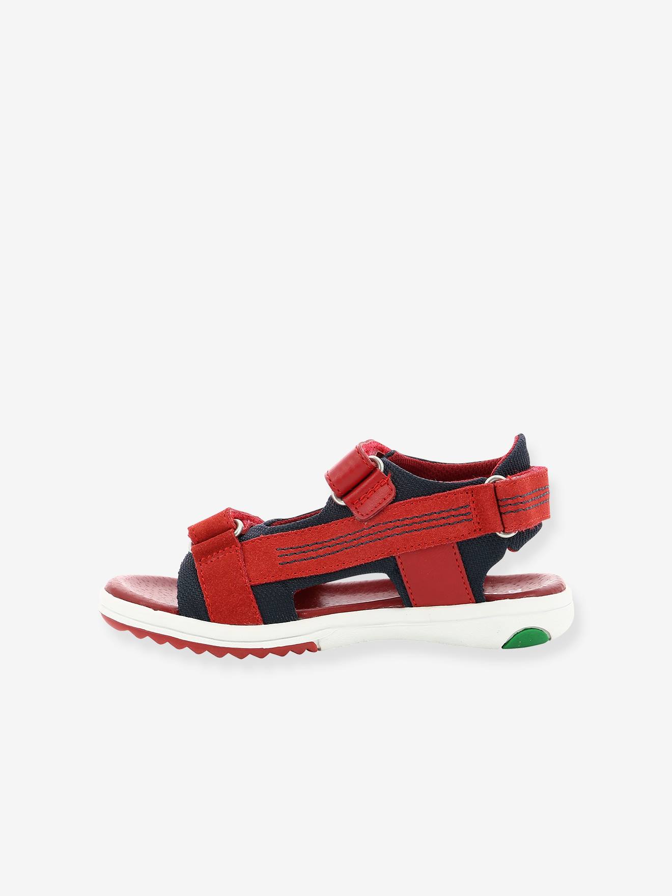 Sandales cuir garçon Plane KICKERS® rouge marine