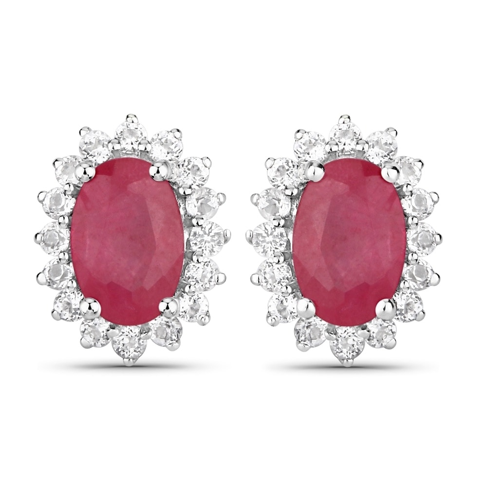 Rafaela Donata Boucles doreilles Argent sterling Rubis (verre rempli) en Argent Bijoux