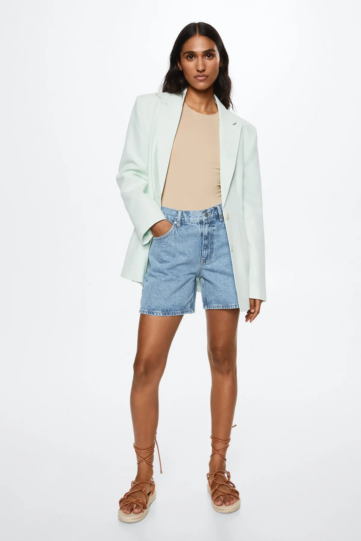 MANGO  Shorts - Blau - Mittlerer Bund