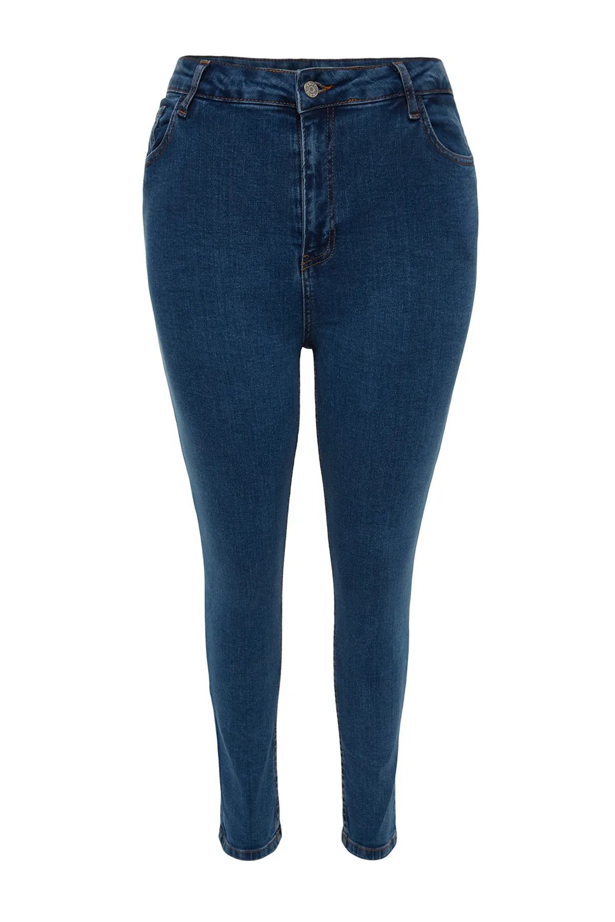 Trendyol Curve  Blaue, dehnbare Skinny-Jeans mit hoher Taille TBSSS22JE00007