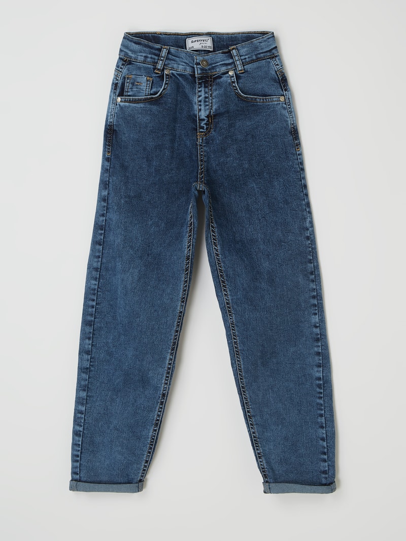 Cropped Balloon Fit Jeans mit Stretch-Anteil in blau