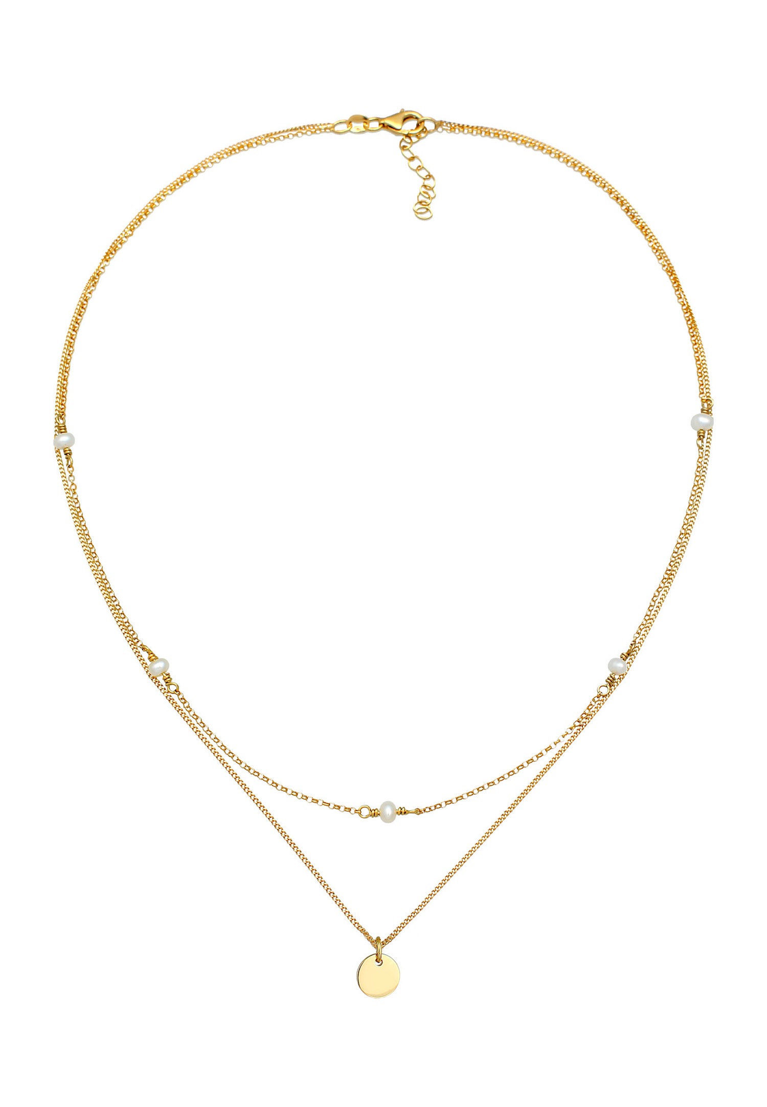 Ciondolo a forma di piatto per pannolini da donna Elli con perla coltivata d'acqua dolce in argento sterling 925 placcato oro