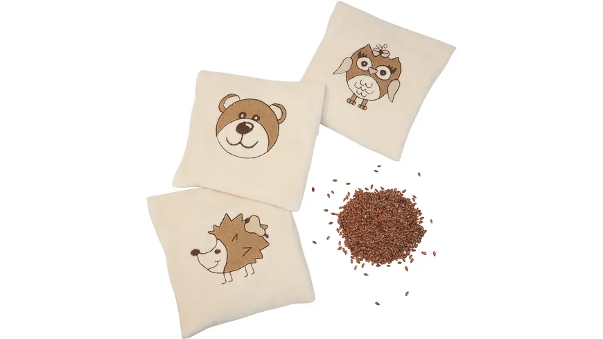 Grünspecht Bio-Leinsamenkissen für Babys mit Bezug