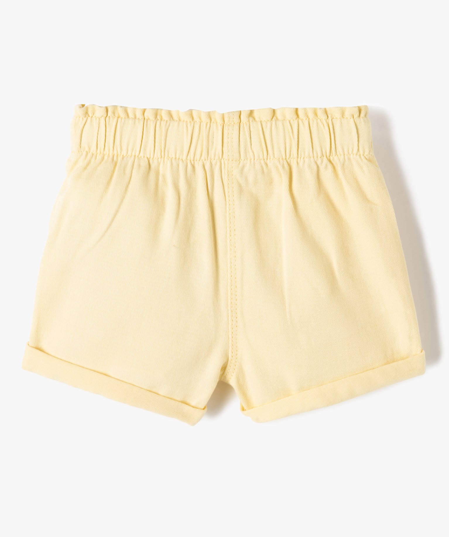 Short bébé fille uni avec ceinture élastiquée jaune | GEMO