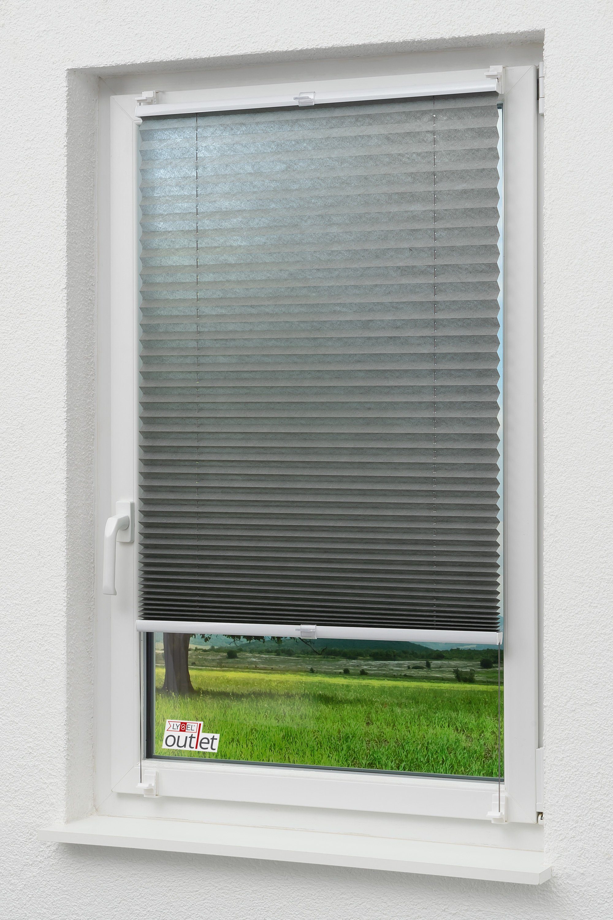 Plissee Klemmen Anthrazit, LYSEL®, blickdicht, HxB 130x45cm