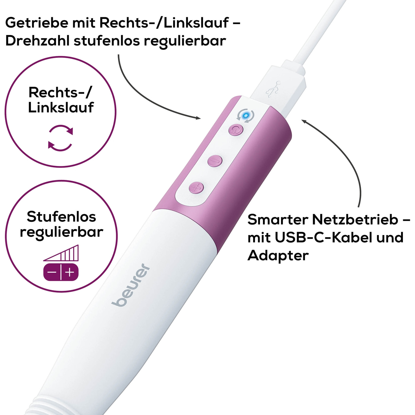 Beurer Maniküreset MP 52-Elektrisches Nagelpflegeset im schlanken Design