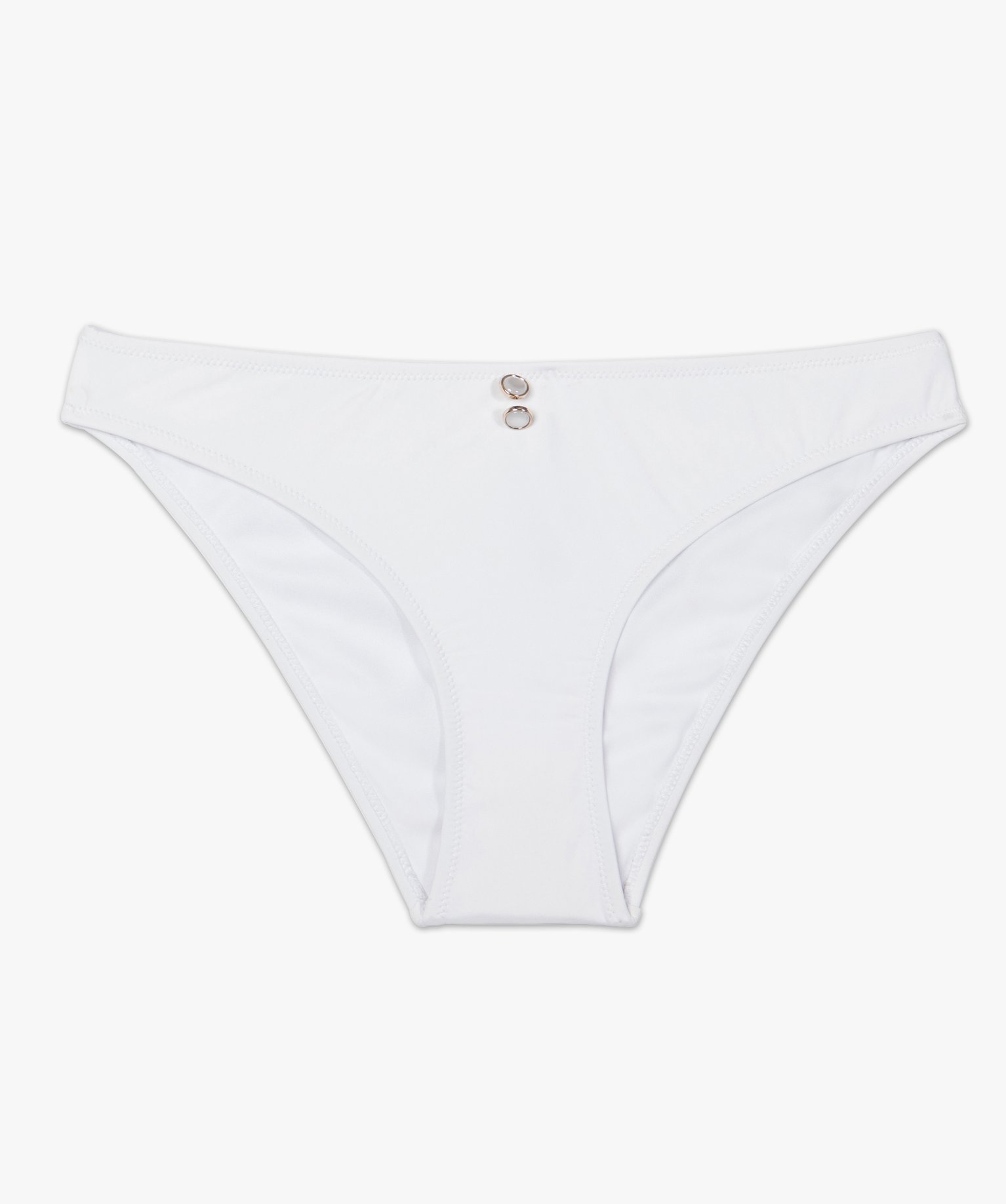 Bas de maillot de bain femme forme slip avec boutons fantaisie blanc | GEMO