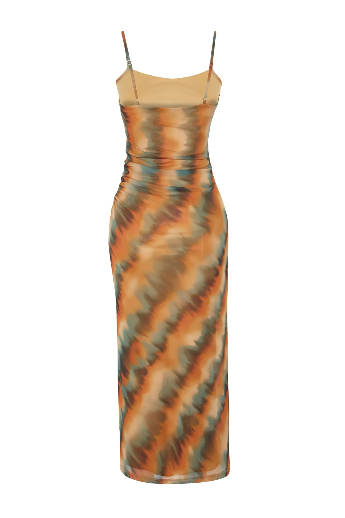 Trendyol Collection  Gefüttertes Tüllkleid mit mehrfarbigem Farbverlaufsmuster TPRSS24EL00011