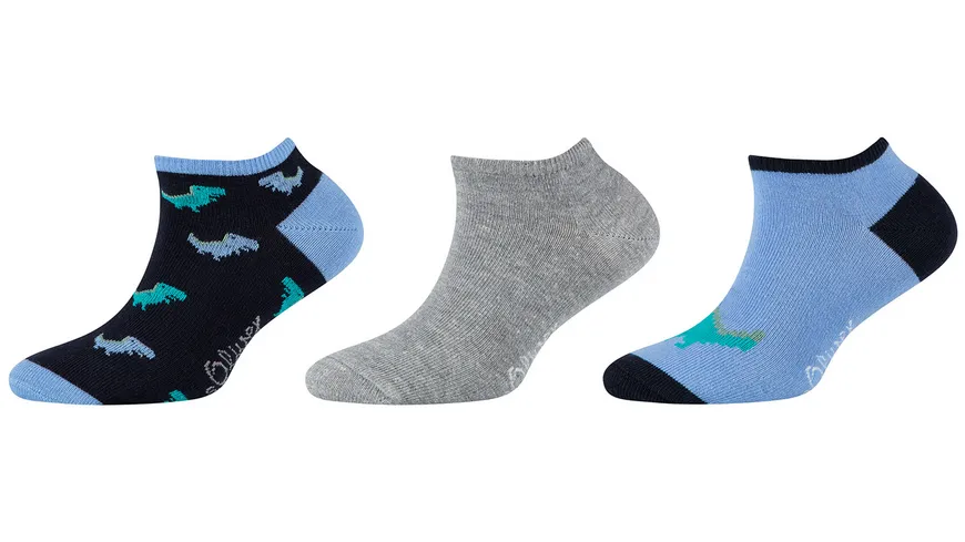 s.Oliver Kinder Boys Sneaker Socken Originals Organic Motif 3er Pack schwarz, grau, blau