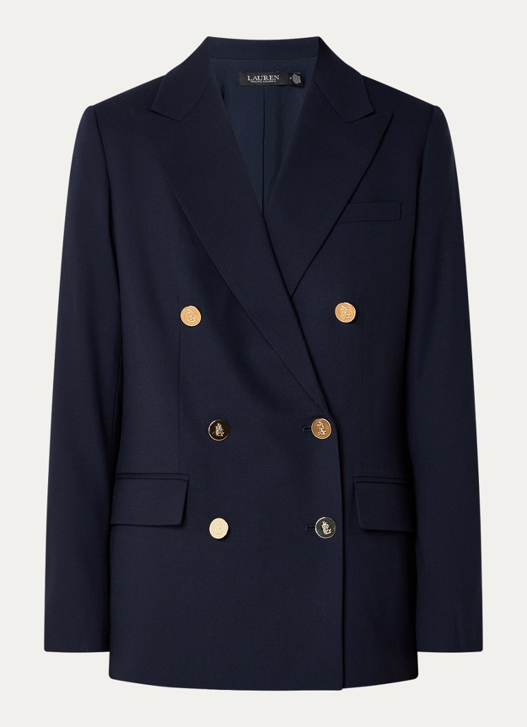 Vlněné sako Ralph Lauren s dvouřadým zapínáním a klopovými kapsami