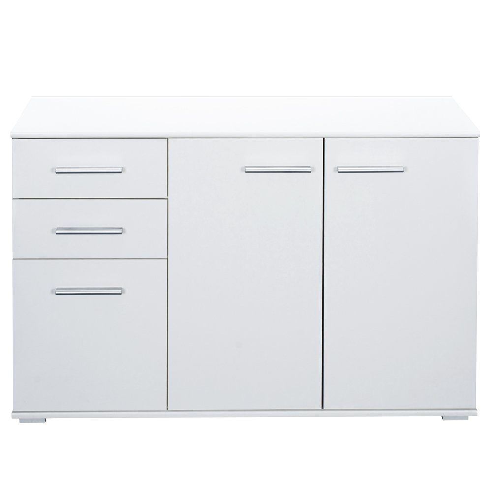 Casaria Kommode Alba DB101, mit 3 Türen 2 Schubladen 107x75x35 cm spiegelbarer Aufbau Holz