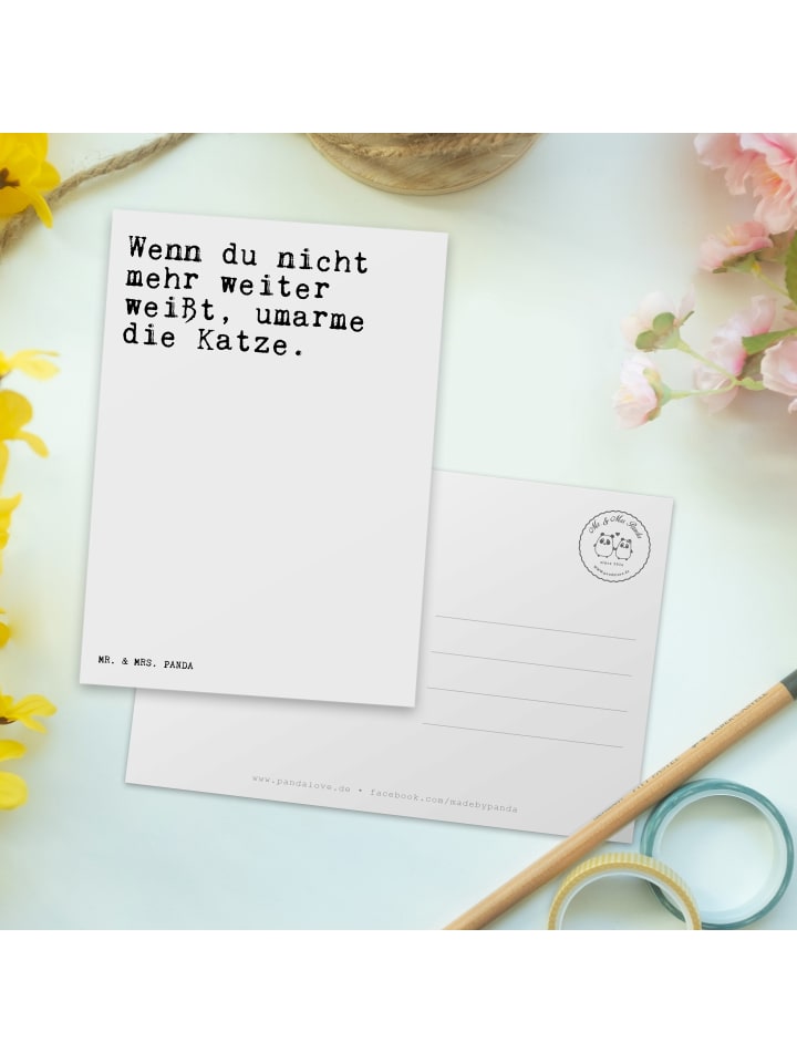 Mr. & Mrs. Panda Postkarte Wenn du nicht mehr... mit Spruch in Weiß günstig kaufen onesize