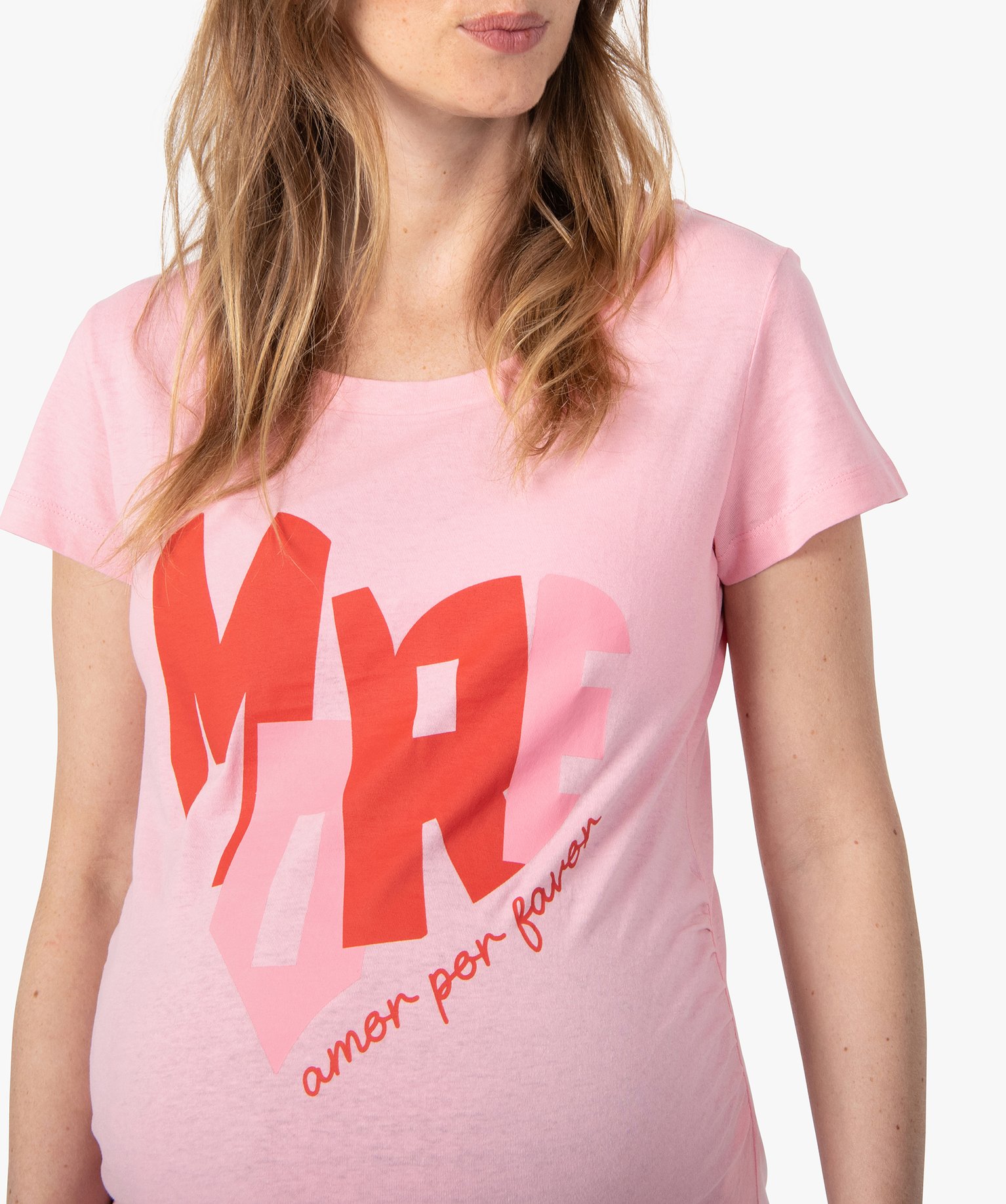 Tee-shirt de grossesse avec inscription en forme de cur blanc | GEMO