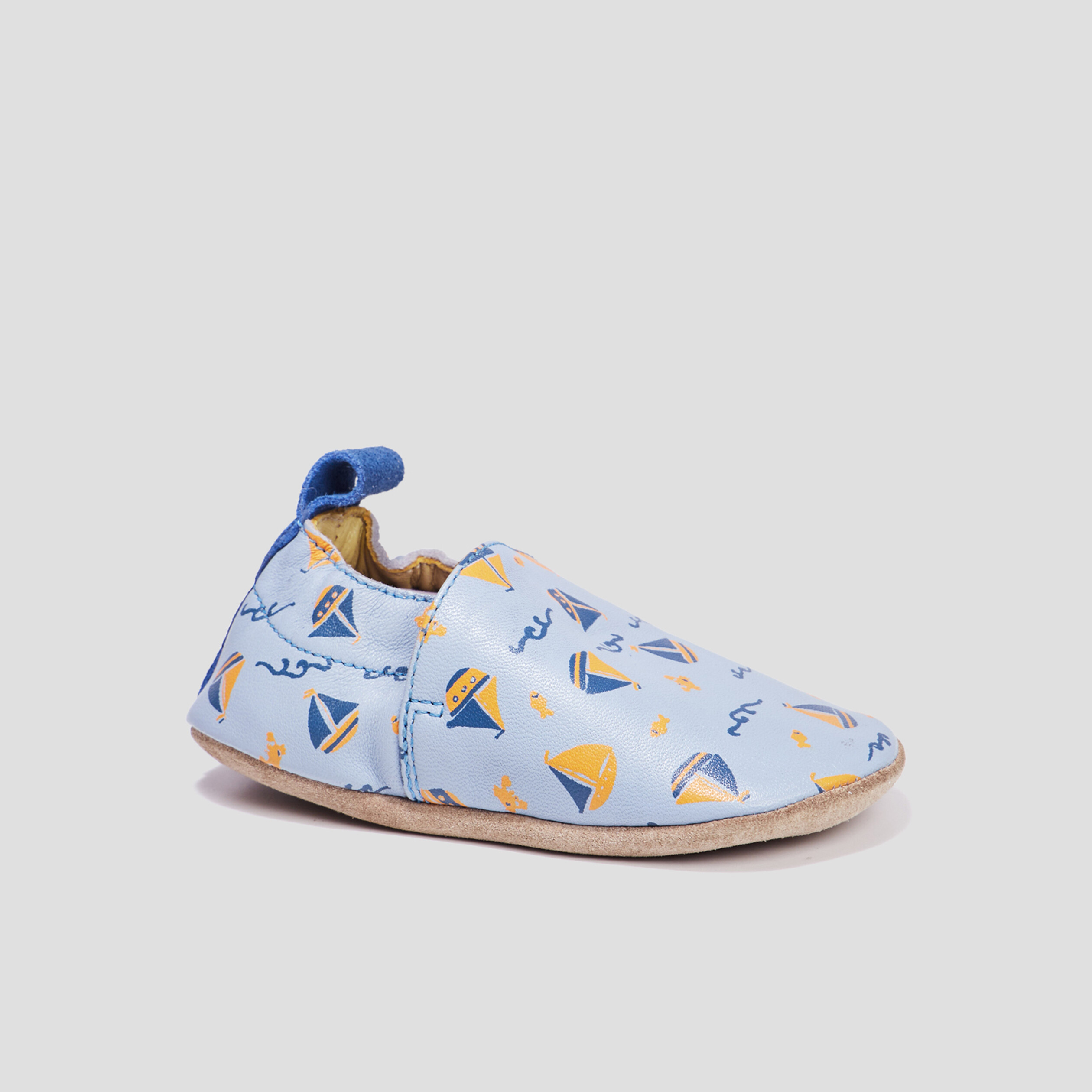 Bottons en cuir bleu ciel bébé garçon | La Halle