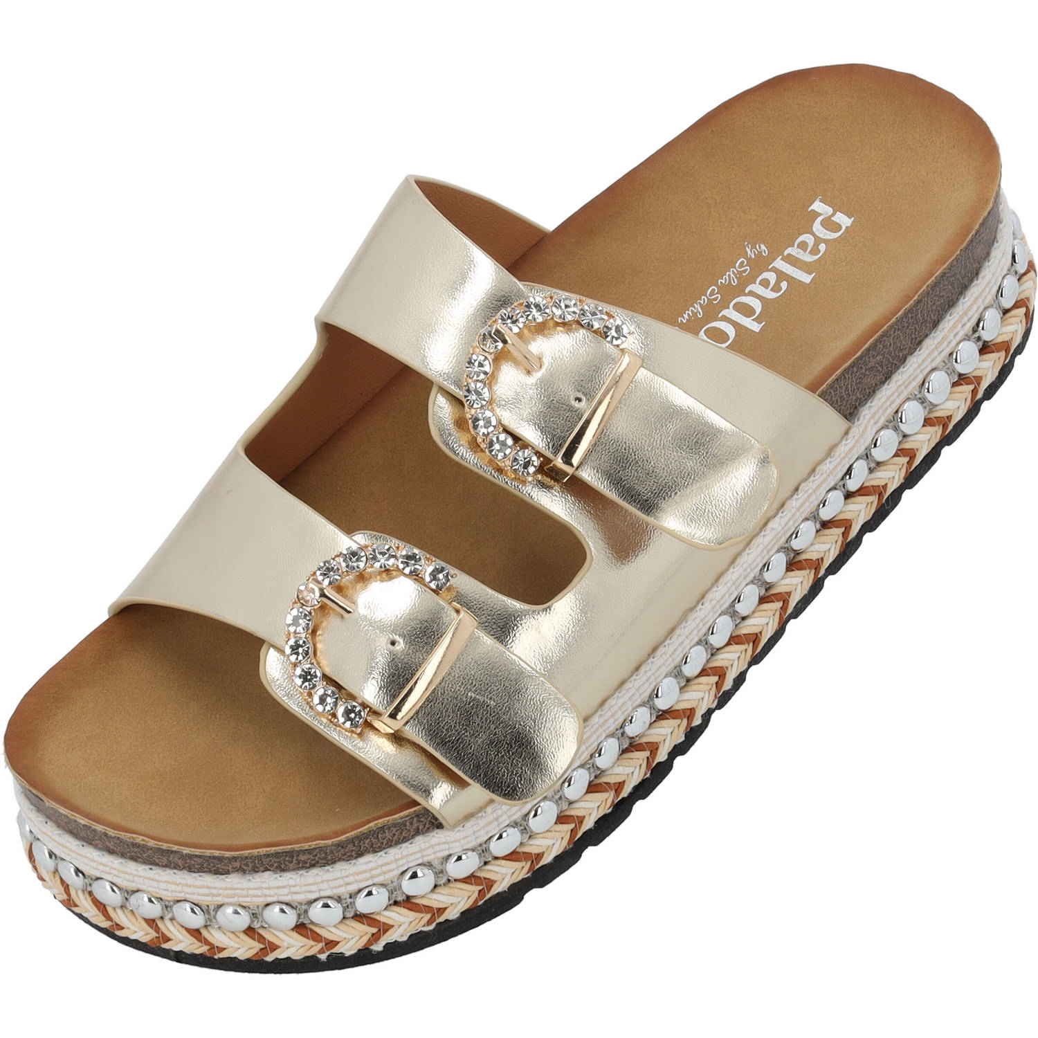 Palado Chag by Sila Sahin, Plateau-Pantoletten, Damen, Gold Metallic