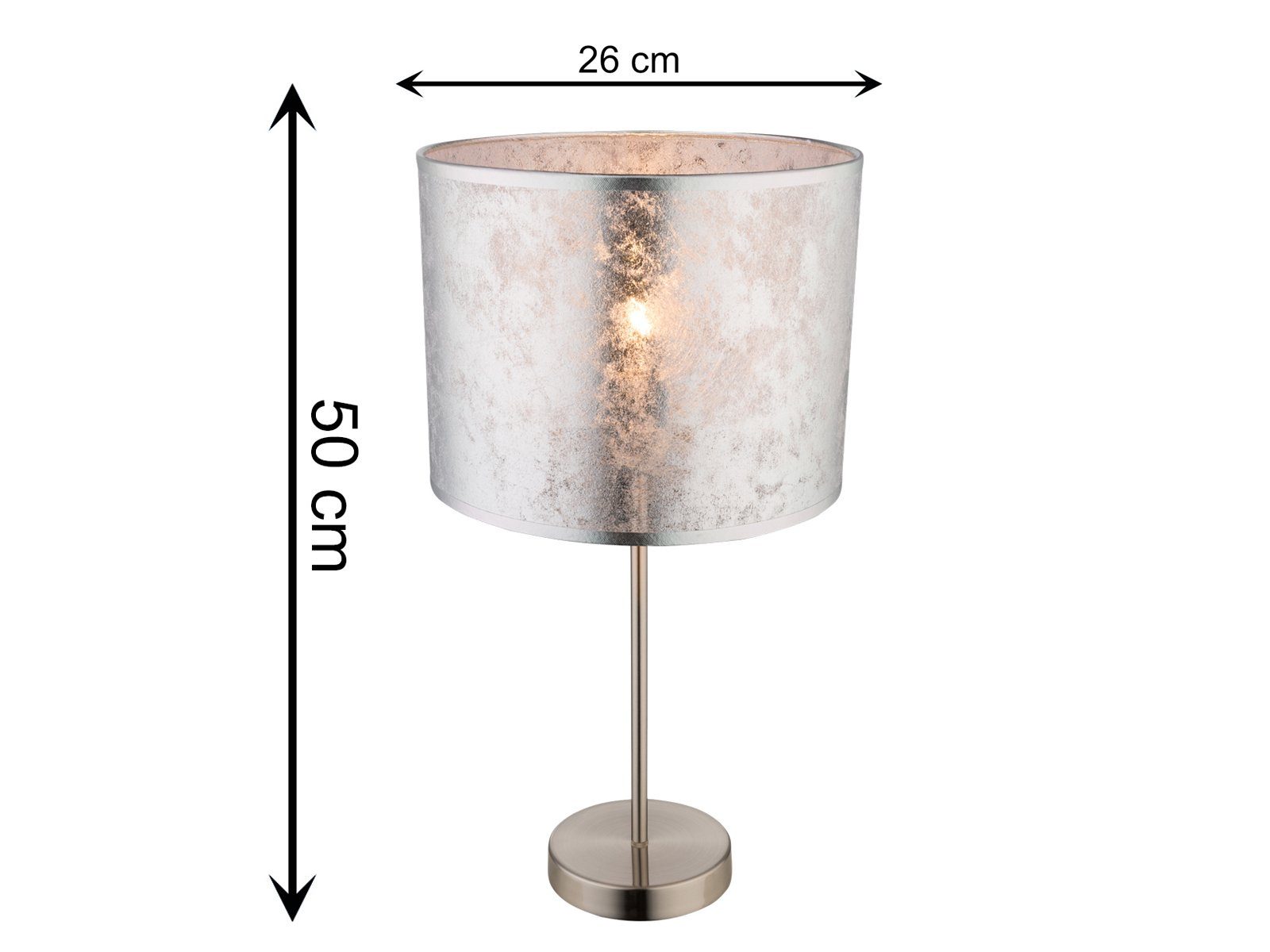 meineWunschleuchte LED Nachttischlampe, Leuchtmittel stufenweise über Schnurschalter dimmbar, LED wechselbar, warmweiß, groß-e Designer-lampen dimmbar Fensterlampe für Fensterbank, Höhe 50cm