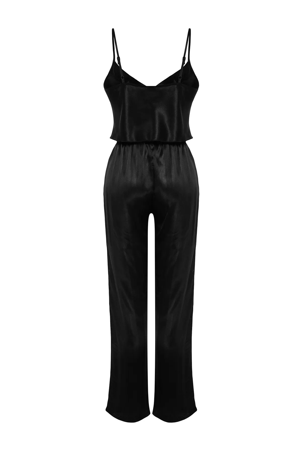 Trendyol Collection  Schwarzes Pyjama-Set aus gewebten Athleten-Shorts aus Satin THMSS23PT00097