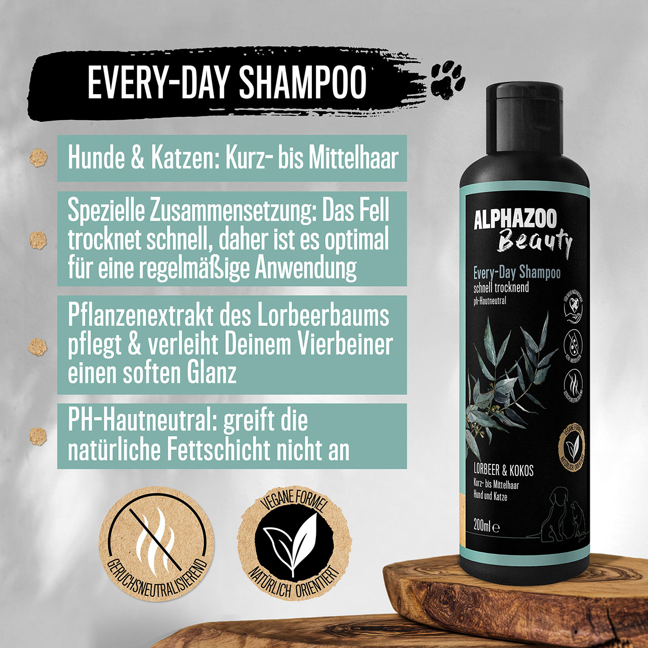 ALPHAZOO Fellpflege ALPHAZOO Every-Day Shampoo für Hunde & Katzen