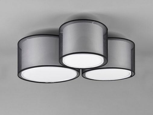 meineWunschleuchte LED Deckenleuchte, LED wechselbar, Warmweiß, Groß-e Design-er Lampe mit 3x Stoff Lampen-schirm für Treppenhaus 65cm
