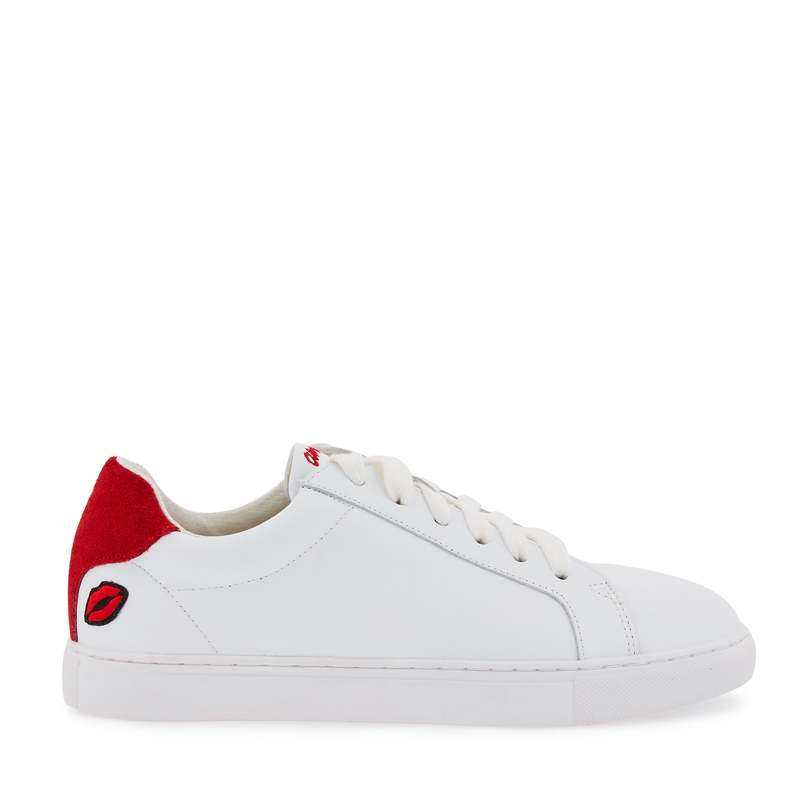 Baskets en cuir Simone petit amour rouge