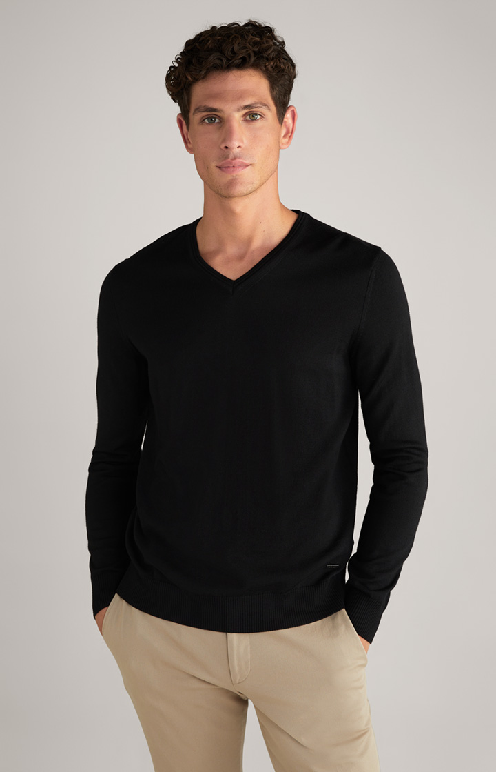 Merinowoll-Pullover Damien in Schwarz