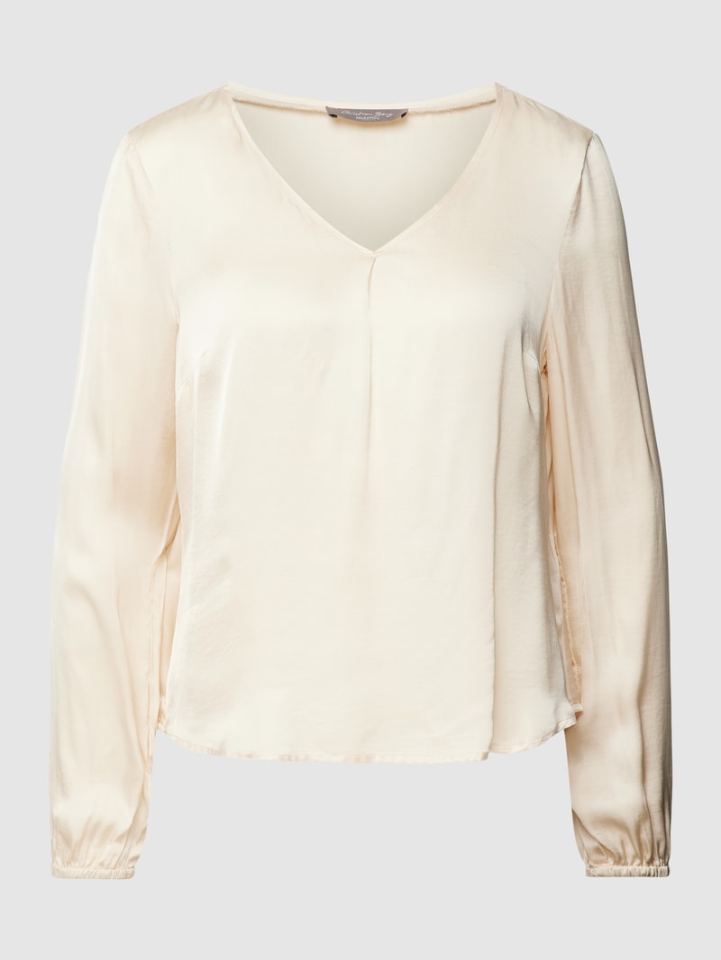 Bluse mit V-Ausschnitt in sand