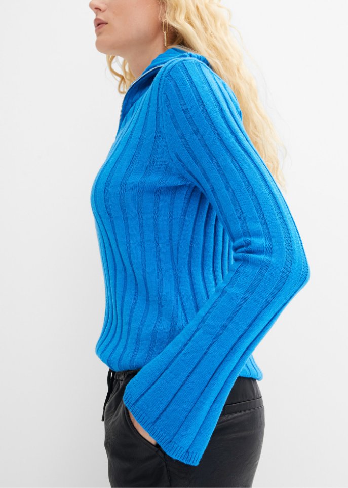 Ripppullover mit Troyerkragen