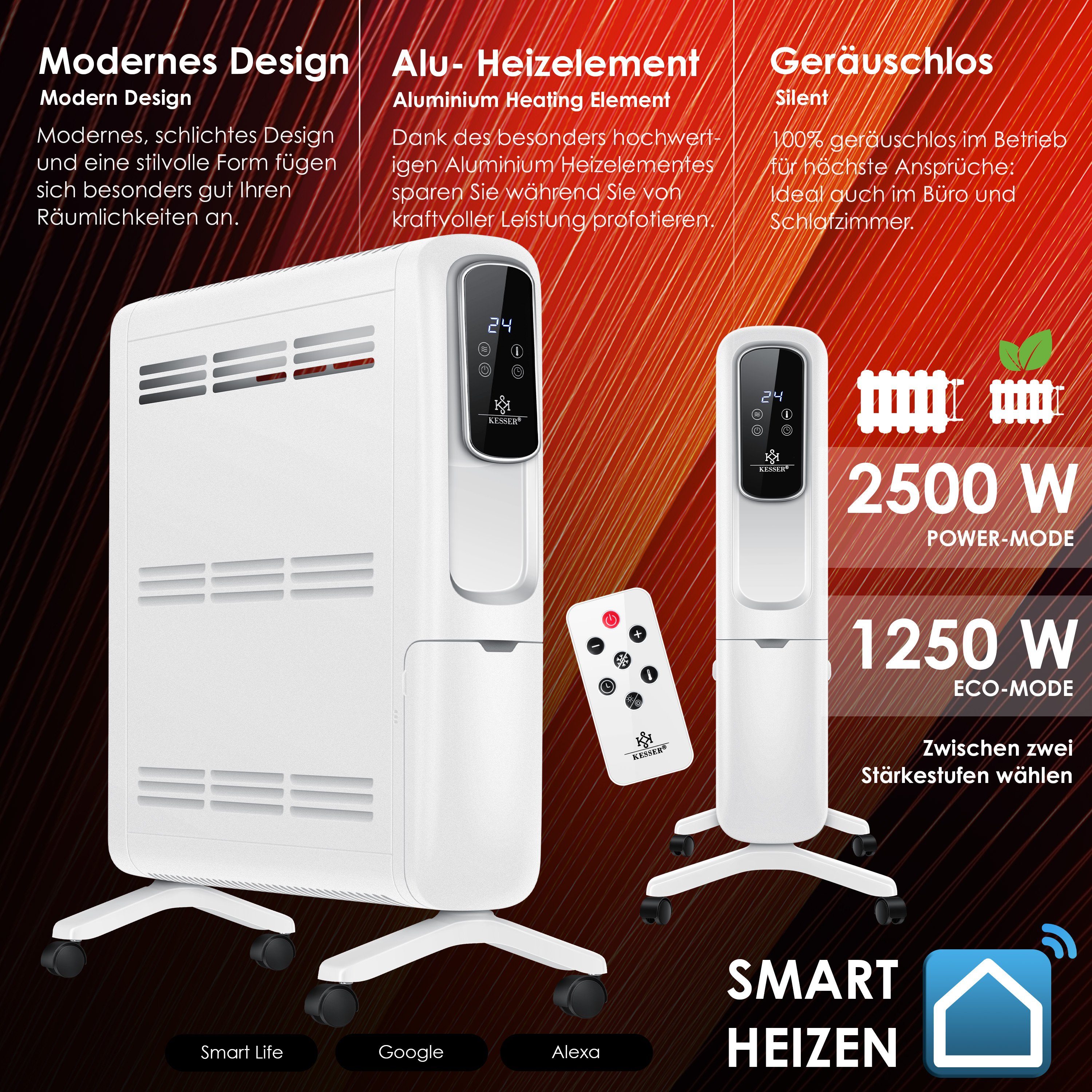 KESSER Heizkörper, Konvektor Elektrische Heizung ECO 2500W Heizkörper