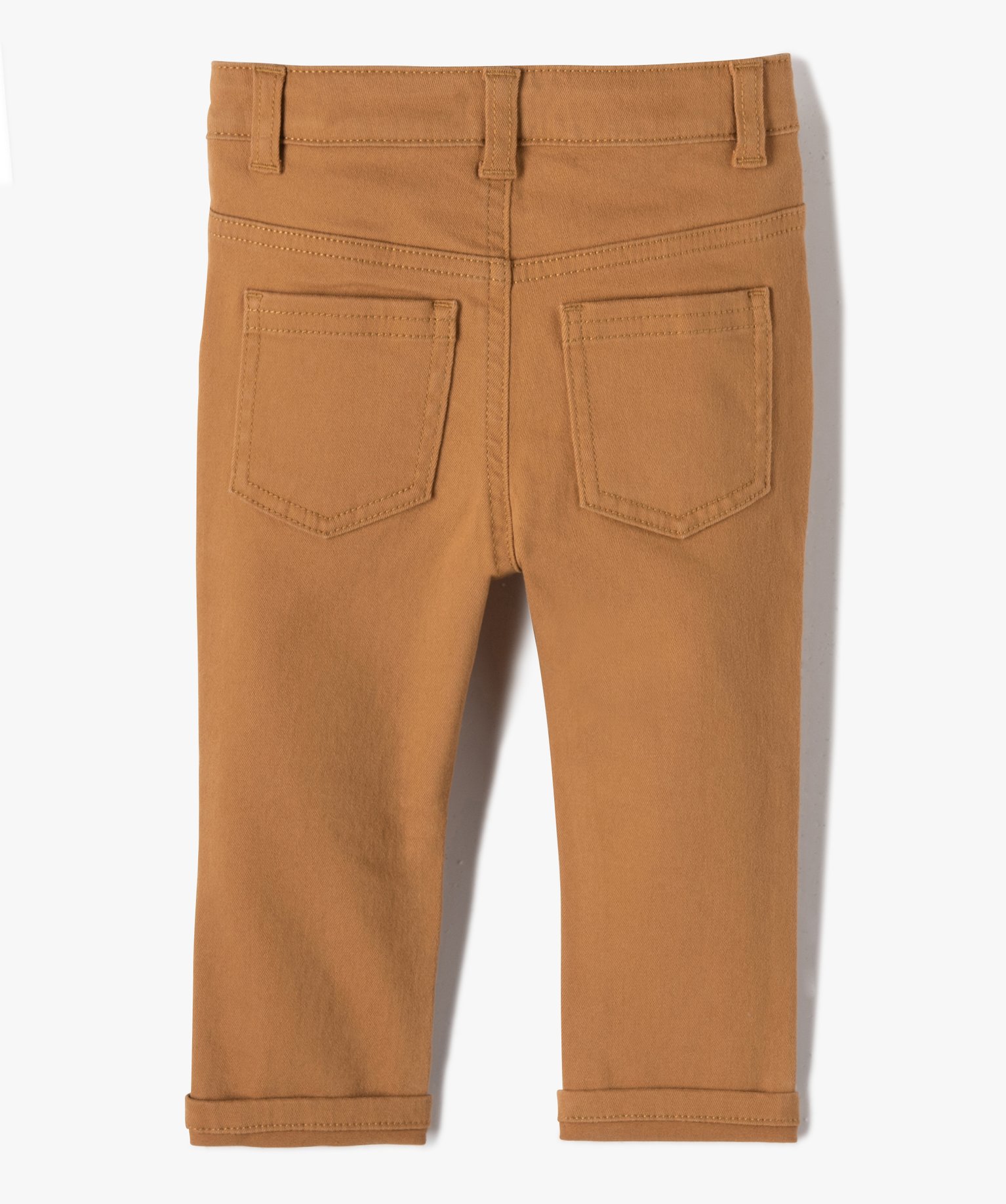 Pantalon bébé Garçon slim en toile extensible unie marron | GEMO