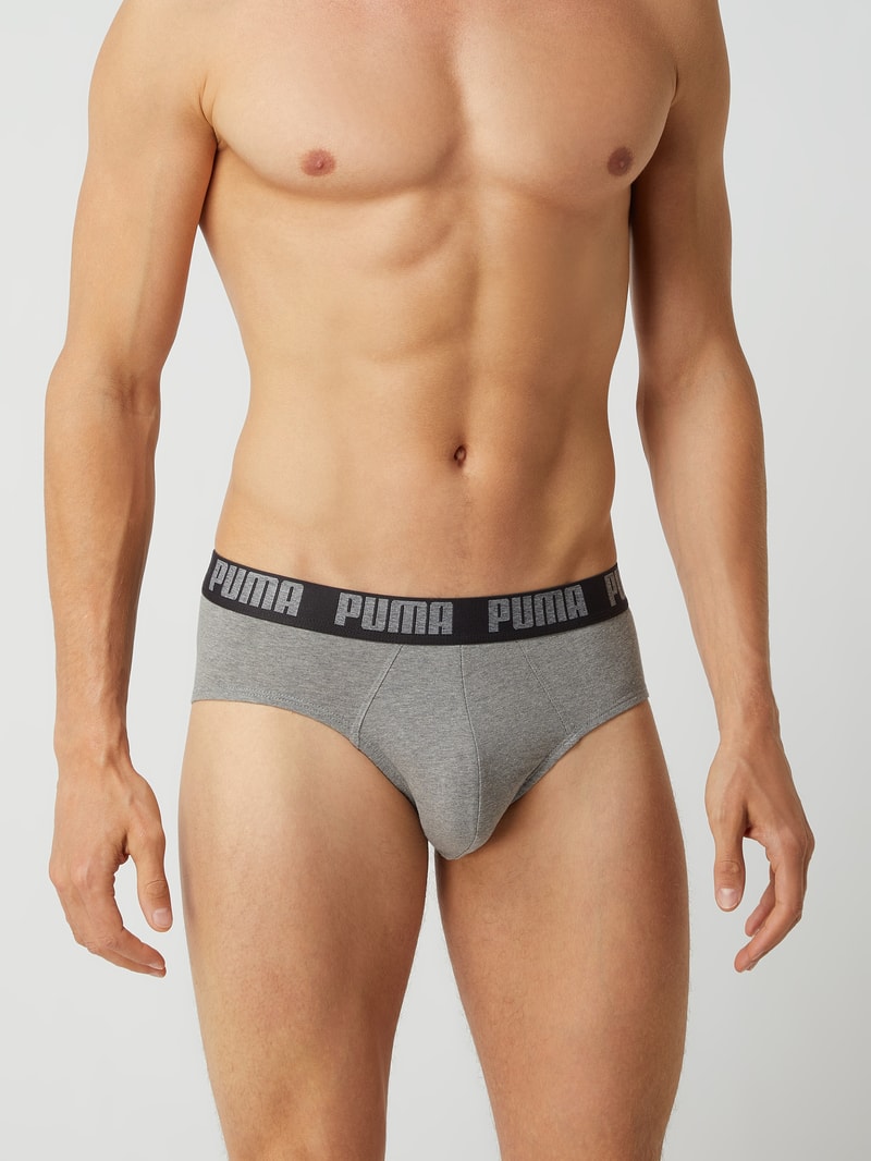Slip mit Stretch-Anteil im 2er-Pack in dunkelgrau meliert