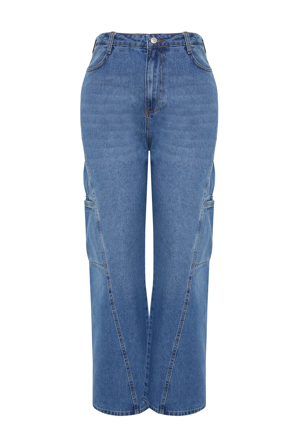 Trendyol Curve  Hellblaue Jeans mit weitem Schnitt TBBSS24CJ00014