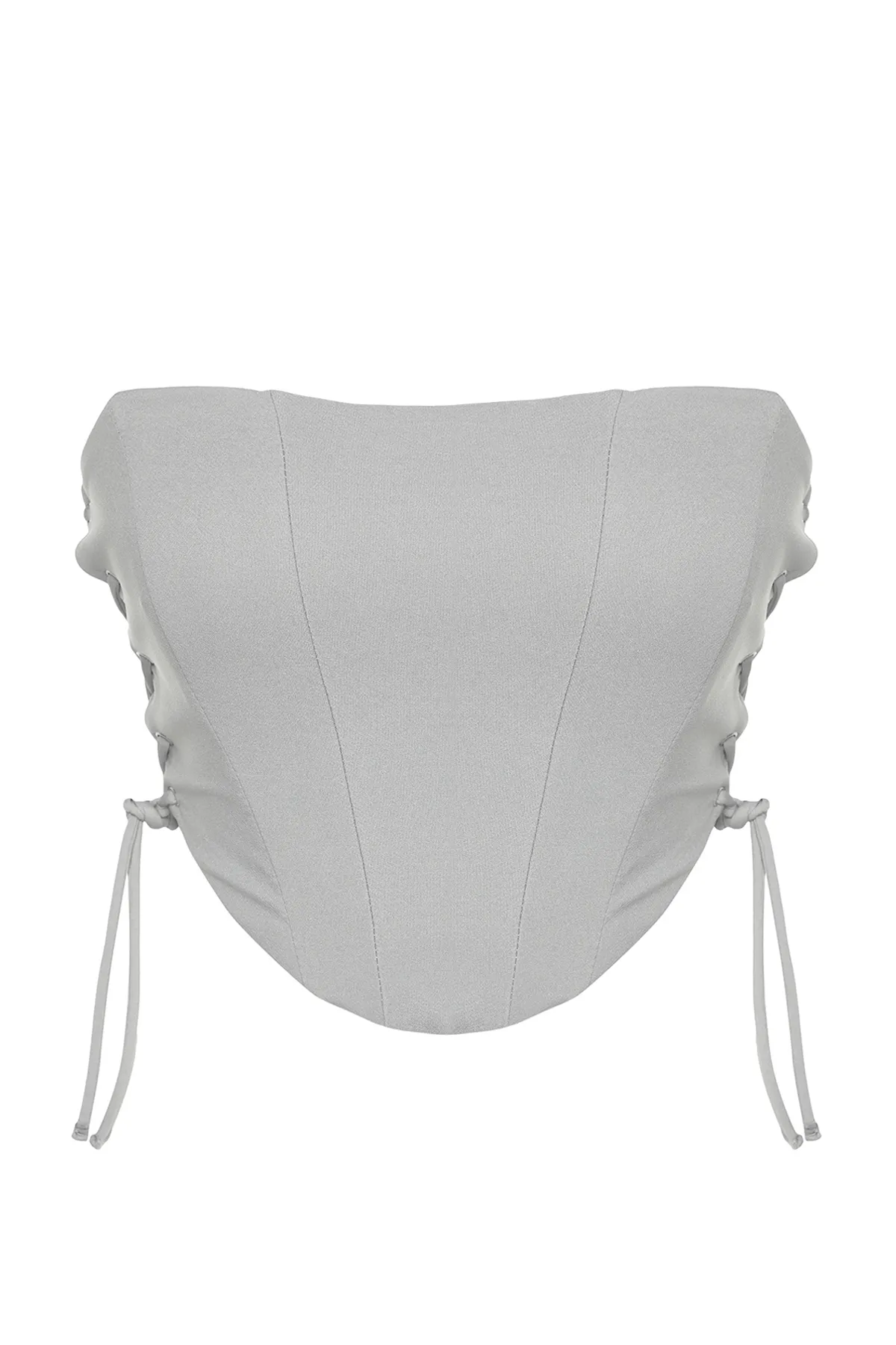 Trendyol Collection  Graues, kurz gefüttertes Bustier aus gewebtem Flor TPRSS22BS0026