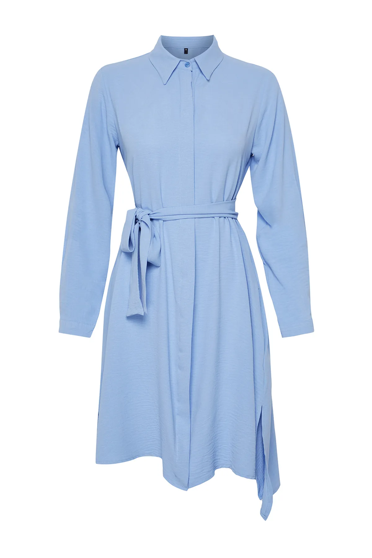 Trendyol Modest  Hellblaues, lang gewebtes Aerobin-Hemd TCTSS24TG00062