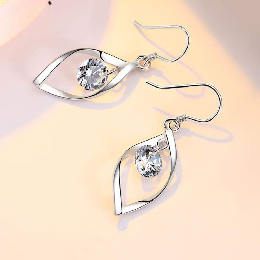 POCHUMIDUU Paar Ohrhänger Ohrhaken in Tropfenform mit weißem Diamant-Zirkonia (2-tlg), Geeignet für Bälle, Partys, Jubiläen, Feste usw.