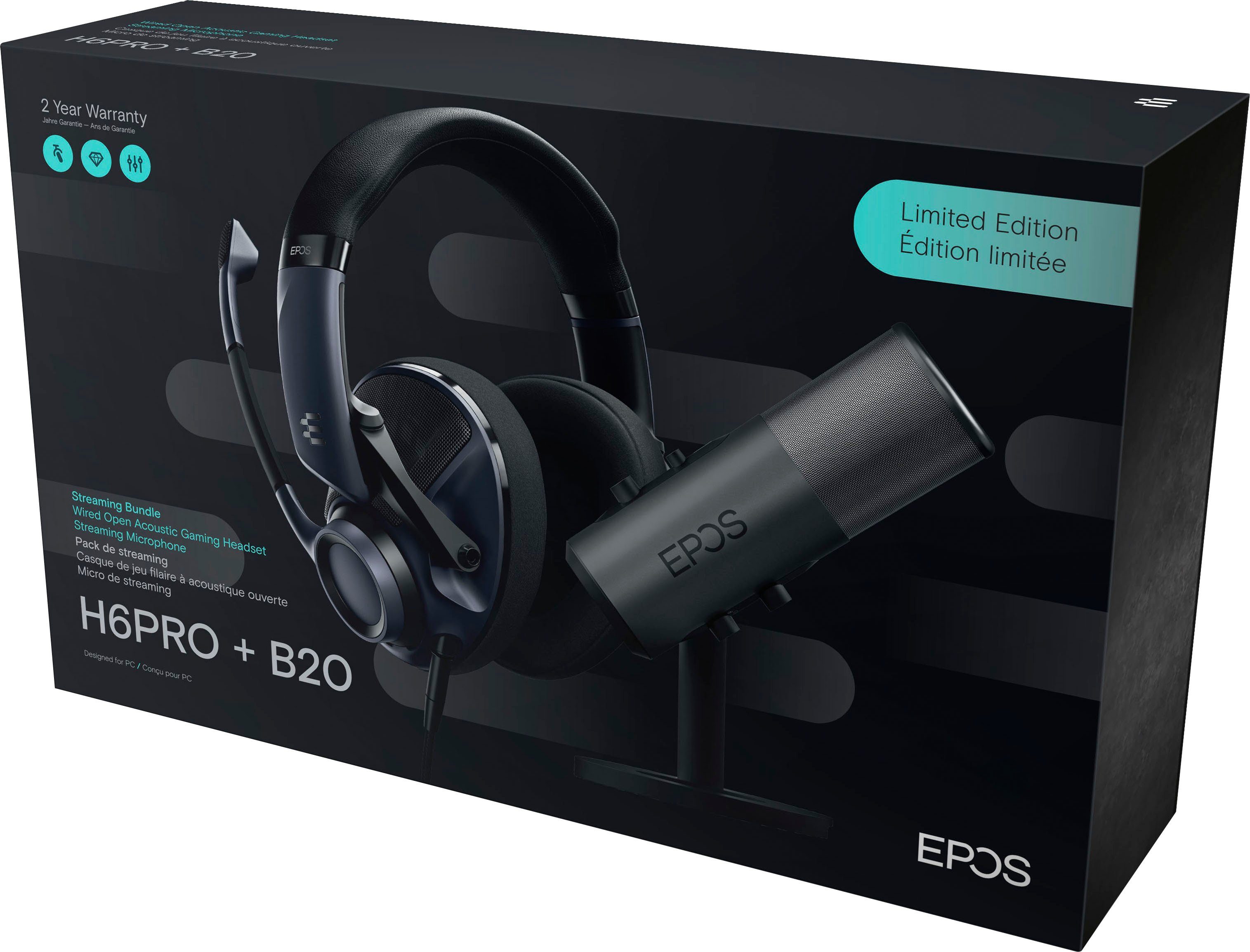 EPOS H6 PRO/B20 Streaming Bundle Gaming-Headset (Multi-Pattern USB Mikrofon)