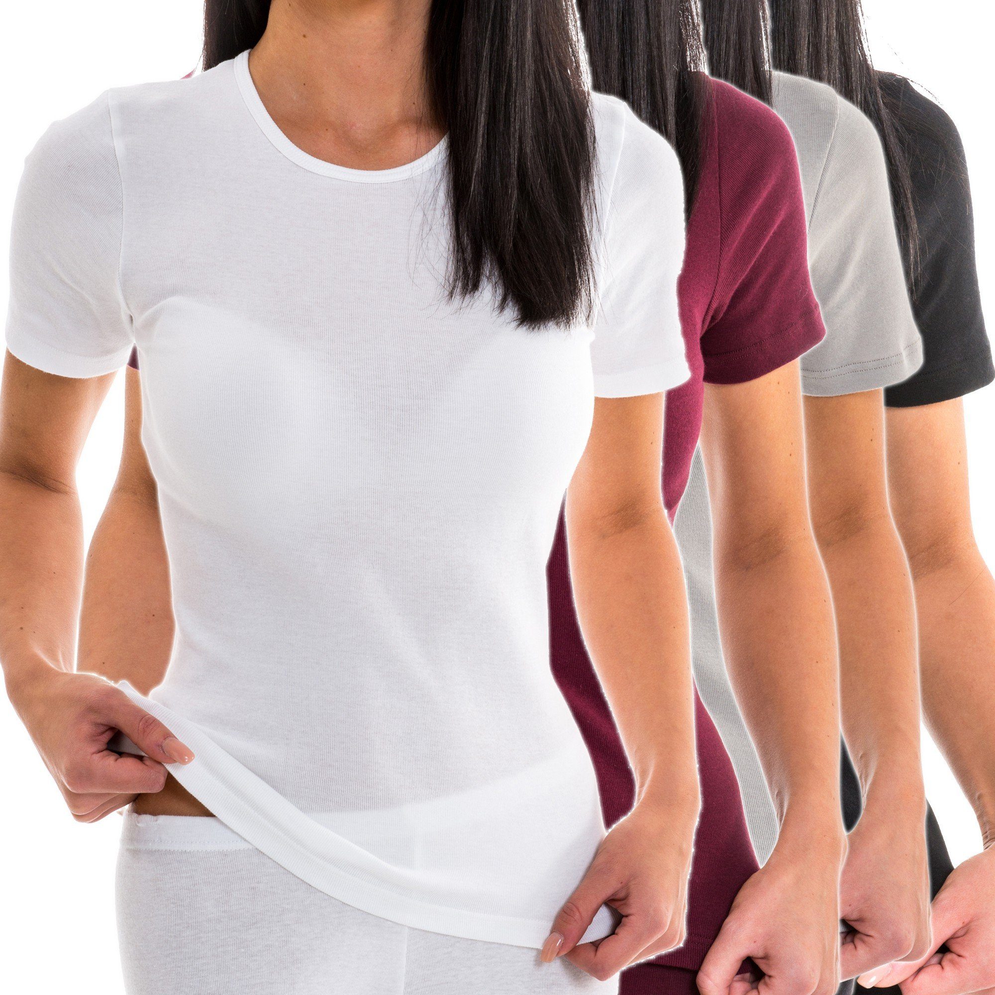 HERMKO Unterziehshirt 1800 Damen kurzarm Shirt m. Rundhals-Ausschnitt aus 100% Bio-Baumwolle