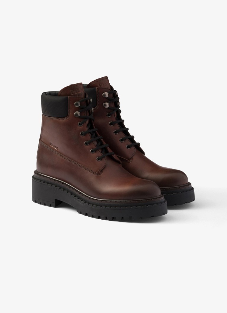Prada  Re-Nylon veterboot van leer