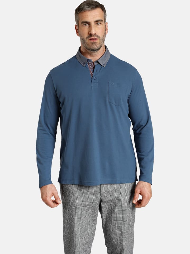 Charles Colby Langarm-Poloshirt DUKE BRENNAN in blau günstig kaufen